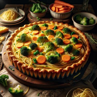 Image of Spaghetti Pie with Broccoli and Carrot