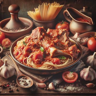 Image of Spaghetti Sauce Made with Pork Neck Bone Italy 1870 1900