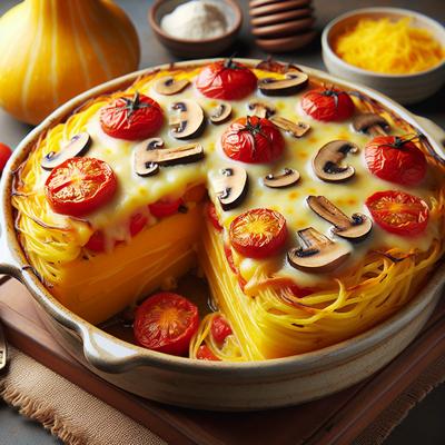 Image of Spaghetti Squash Tomato Mushroom Cheese Casserole