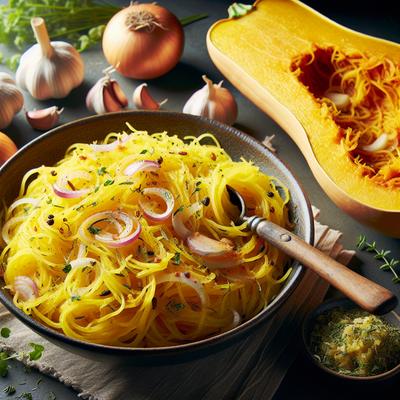 Image of Spaghetti Squash with Onions Garlic and Herbs