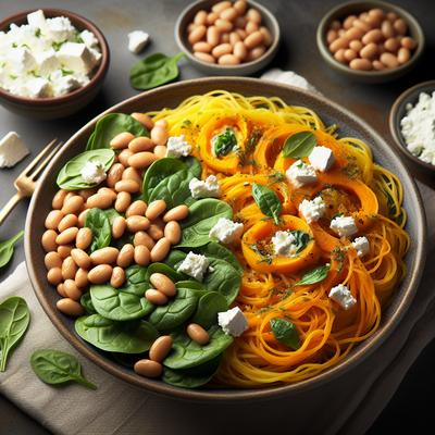 Image of Spaghetti Squash with Spinach Feta and Herbed White Beans