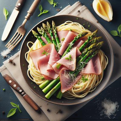 Image of Spaghetti with Asparagus and Ham