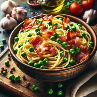 Image of Spaghetti with Bacon and Peas