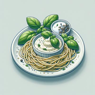 Image of Spaghetti with Basil Cream Sauce