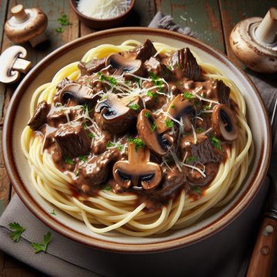 Image of Spaghetti with Beef and Mushroom Sauce