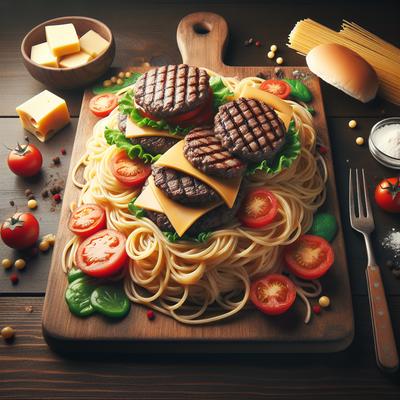 Image of Spaghetti with Cheese Burgers Yummm
