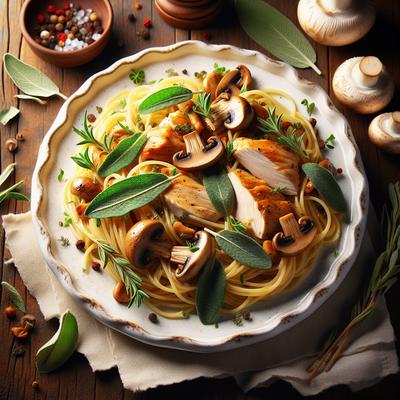 Image of Spaghetti with Chicken Wild Mushrooms and Sage