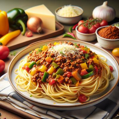 Image of Spaghetti with Chunky Meat and Veggie Sauce