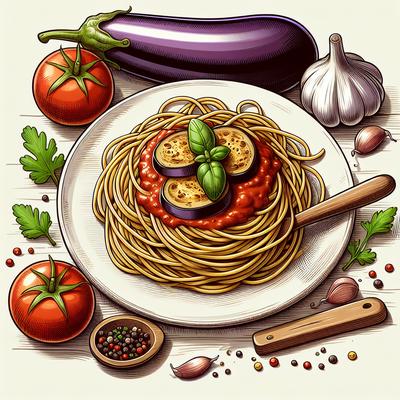 Image of Spaghetti with Eggplant Aubergine Sauce