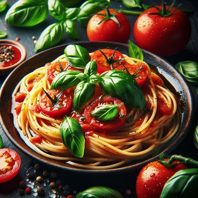 Image of Spaghetti with Fresh Tomato and Basil Sauce
