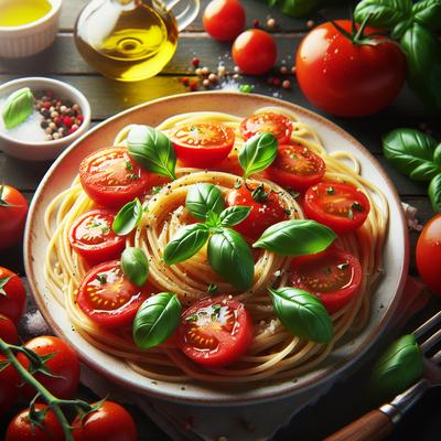 Image of Spaghetti with Fresh Tomatoes and Basil