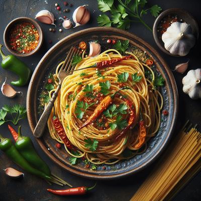 Image of Spaghetti with Garlic Hot Pepper and Parsley