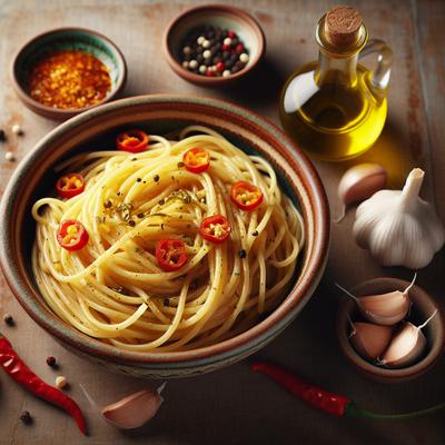 Image of Spaghetti with Garlic Olive Oil and Chile Pepper Simple