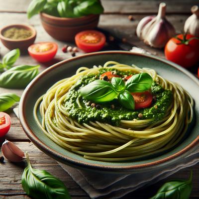 Image of Spaghetti with Green Basil Sauce