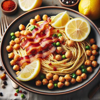 Image of Spaghetti with Lemon Chickpeas and Bacon