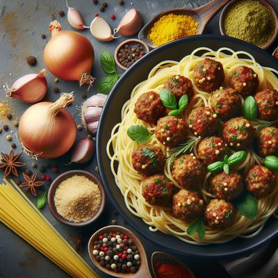 Image of Spaghetti with Middle Eastern Meatballs