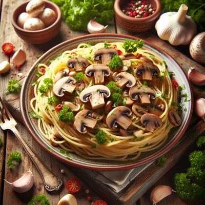 Image of Spaghetti with Mushrooms Garlic Parsley