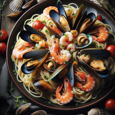 Image of Spaghetti with Mussels Scallops and Shrimp