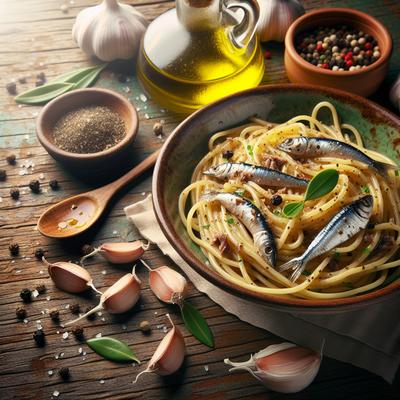 Image of Spaghetti with Olive Oil Garlic and Anchovies