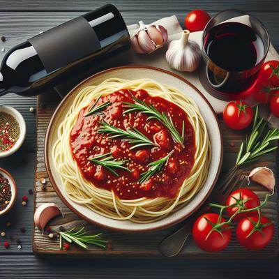 Image of Spaghetti with Red Wine and Rosemary Marinara Sauce