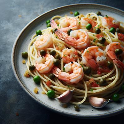 Image of Spaghetti with Shrimp Capers and Garlic