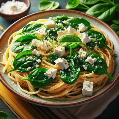Image of Spaghetti with Spinach and Feta Cheese Sauce
