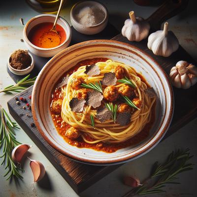 Image of Spaghetti with Truffle Oil Garlic and Rosemary