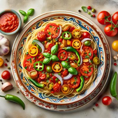 Image of Spaghetti with Uncooked Tomato Sauce Southwestern Style