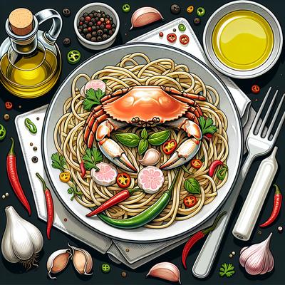 Image of Spaghetti with White Crabmeat Olive Oil Chilli and Garlic