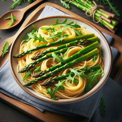 Image of Spaghettini with Asparagus and Arugula Rocket Rucola