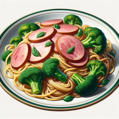 Image of Spaghettini with Ham and Broccoli