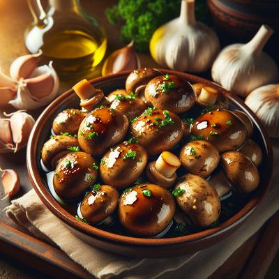 Image of Spanish Mushrooms in Garlic Sauce Tapas