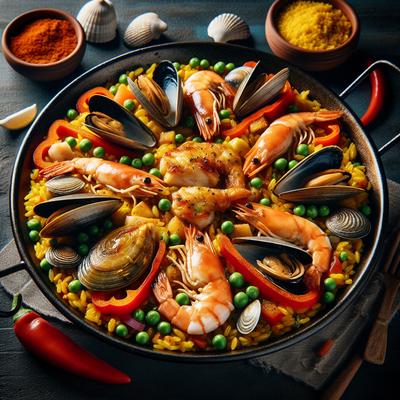 Image of Spanish Paella with Chicken and Seafood