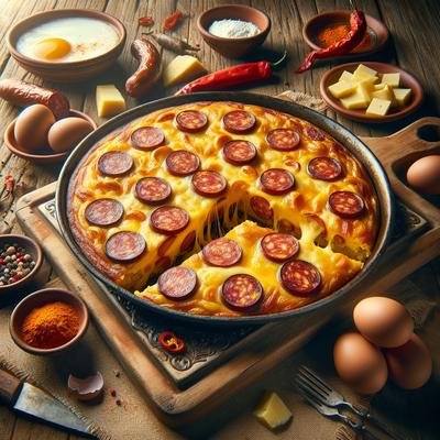 Image of Spanish Spicy Sausage and Cheese Tortilla