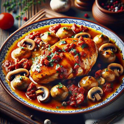 Image of Spanish Style Chicken with a Mushroom Chorizo Sauce and Butter H