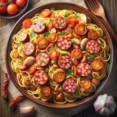 Image of Spanish Style Noodles with Chicken Sausage
