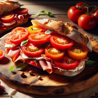 Image of Spanish Style Tomato with Ham or Cheese Sandwich