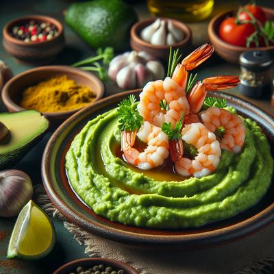 Image of Spanish Tapas Avocado Puree and Shrimp Cocktail