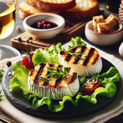 Image of Spanish Tapas Grilled Goat's Cheese on Bed of Lettuce