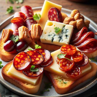 Image of Spanish Tapas Manchego Membrillo and Chorizo Toasties