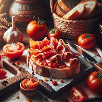 Image of Spanish Tomato Bread with Jamon Serrano Serrano Ham
