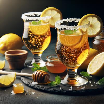 Image of Sparkling Honey Lemonade in Citrus Salt Rimmed Glasses