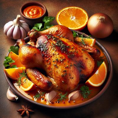 Image of Spatchcocked Crispy Happy Chicken with Rich Orange Sauce