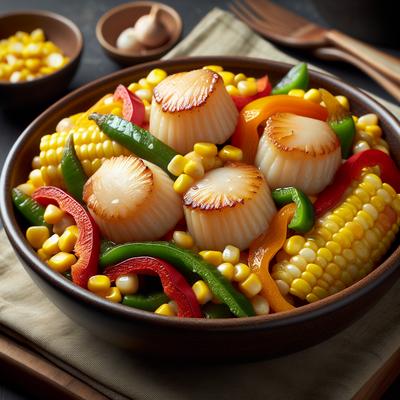 Image of Speedy Scallops with Corn and Sweet Peppers
