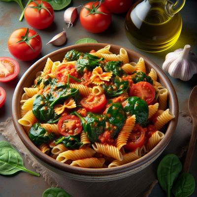 Image of Speedy Tomato Sauced Pasta with Spinach