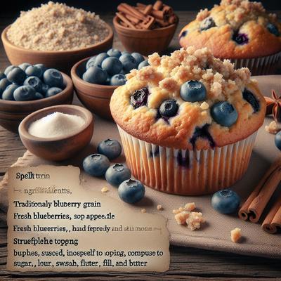 Image of Spelt Blueberry Muffins with Struesel Topping