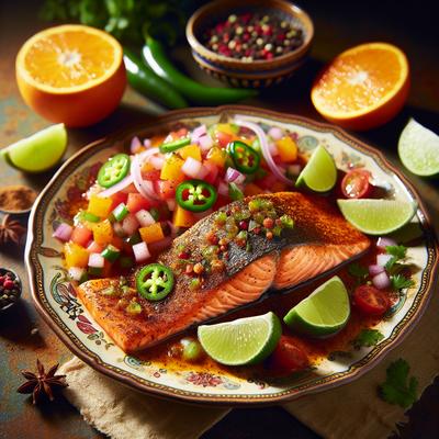 Image of Spice Crusted Salmon with Lime Orange Salsa