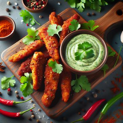 Image of Spice Rubbed Chicken Fingers W Cilantro Dipping Sauce