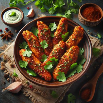 Image of Spice Rubbed Chicken Fingers with Cilantro Dipping Sauce