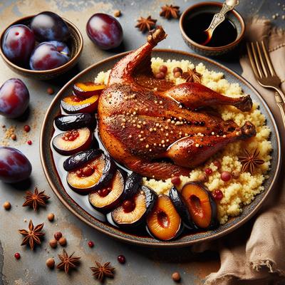 Image of Spiced Balsamic Duck with Plums and Couscous